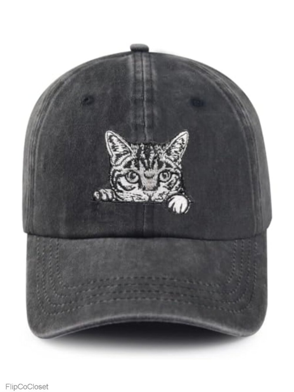 Vintage Washed Cotton Cat Baseball Cap Adjustable